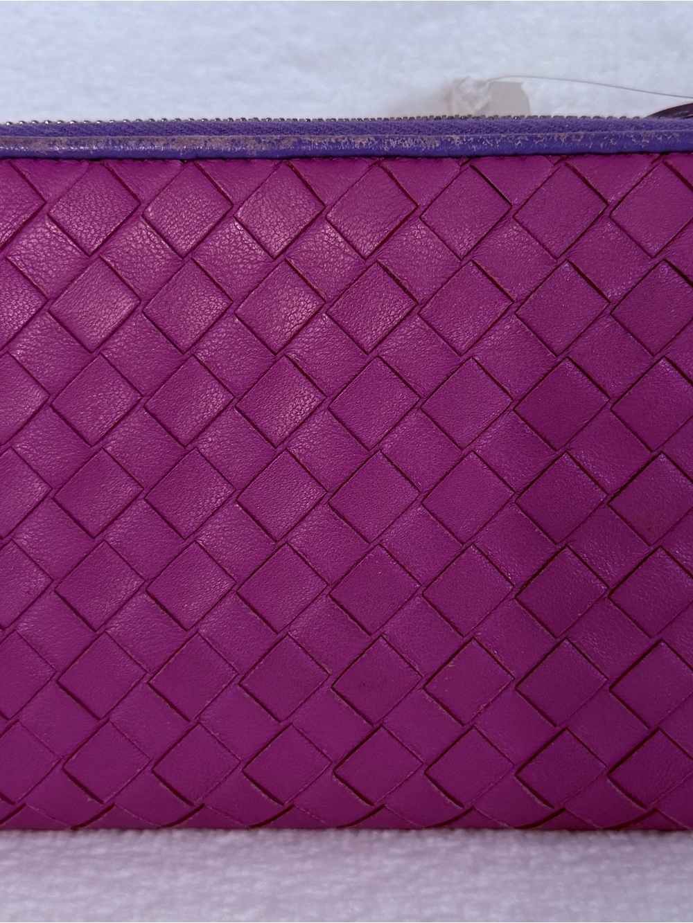 Bottega Veneta Purple Leather Zip Around Wallet